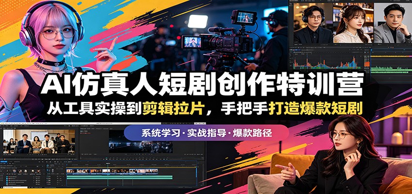 AI仿真人短剧创作特训营：从工具实操到剪辑拉片，手把手打造爆款短剧-雨航网