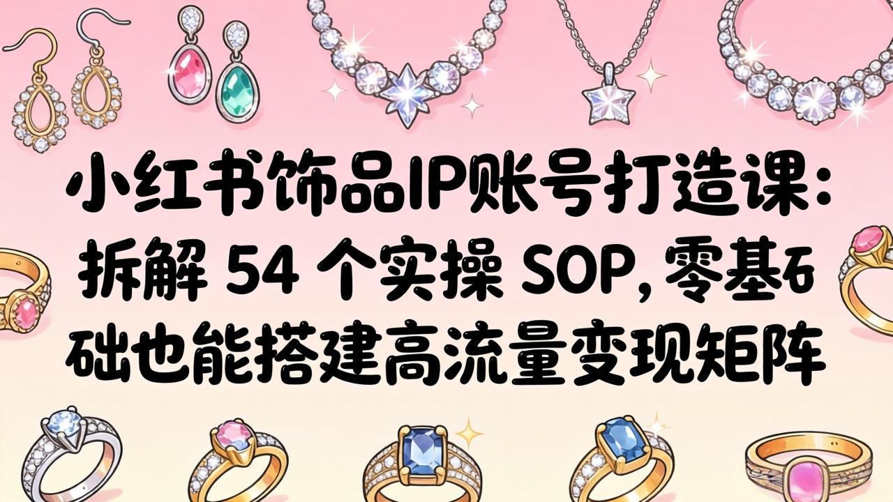 小红书饰品IP账号打造课：拆解 54 个实操 SOP，零基础也能搭建高流量变现矩阵-雨航网