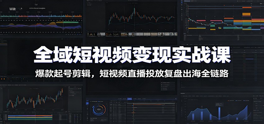 全域短视频变现实战课：爆款起号剪辑，短视频直播投放复盘出海全链路-雨航网