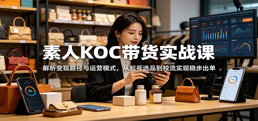 素人KOC带货实战课：解析变现路径与运营模式，从起号选品到投流实现稳步出单-雨航网