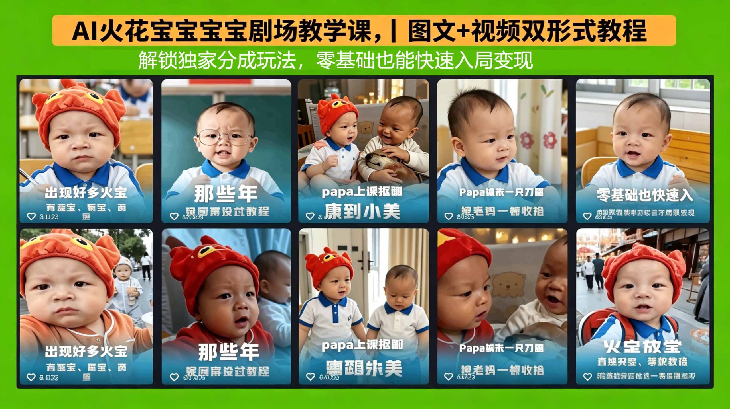 AI火花宝宝宝宝剧场教学课，图文+视频双形式教程，解锁独家分成玩法，零基础也能快速入局变现-雨航网