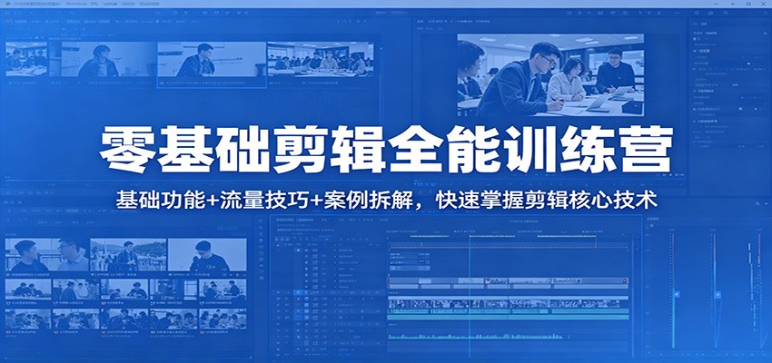零基础剪辑全能训练营：基础功能+流量技巧+案例拆解，快速掌握剪辑核心技术-雨航网