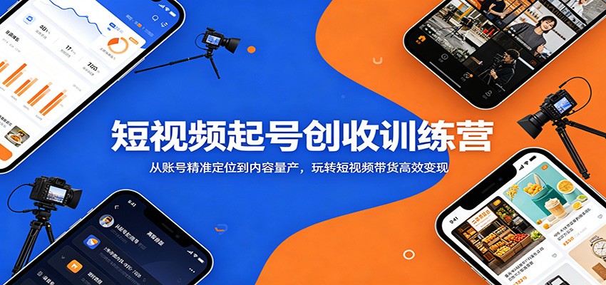 短视频起号创收训练营：从账号精准定位到内容量产，玩转短视频带货高效变现-雨航网