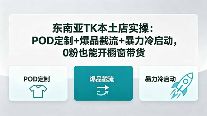 东南亚TK本土店实操:POD定制+爆品截流+暴力冷启动,0粉也能开橱窗带货-雨航网