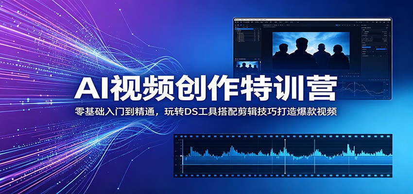 AI视频创作特训营：零基础入门到精通，玩转DS工具搭配剪辑技巧打造爆款视频-雨航网