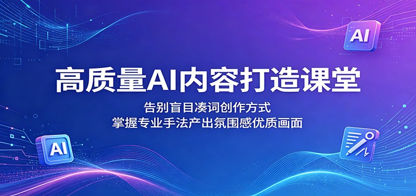 高质量AI内容打造课堂：告别盲目凑词创作方式，掌握专业手法产出氛围感优质画面-雨航网