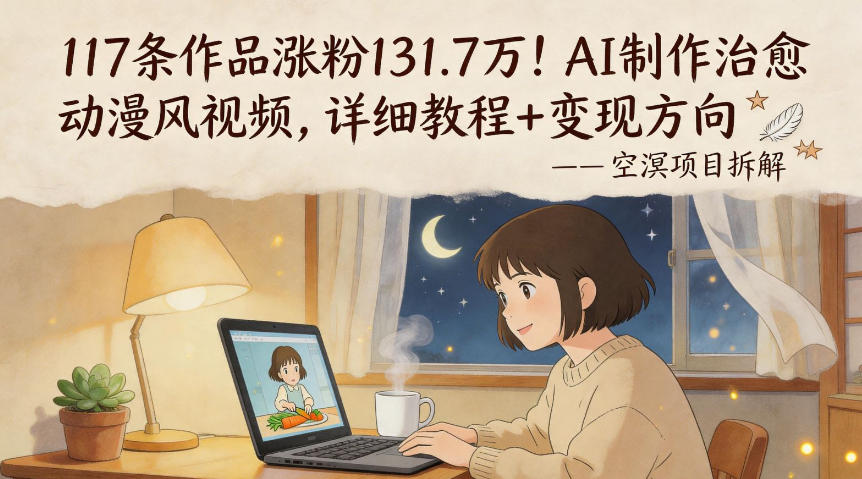 117条作品涨粉131.7W！AI制作治愈动漫风视频，详细教程+变现方向-雨航网