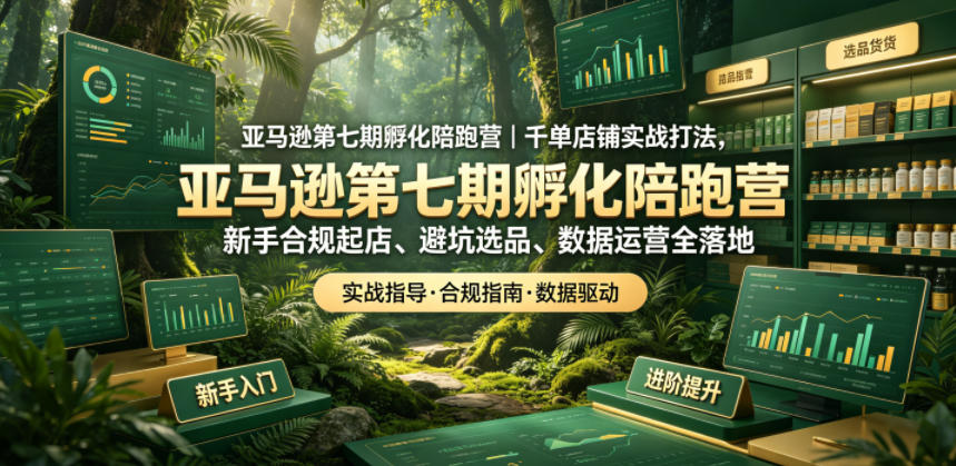 亚马逊第七期孵化陪跑营｜千单店铺实战打法，新手合规起店、避坑选品、数据运营全落地-雨航网