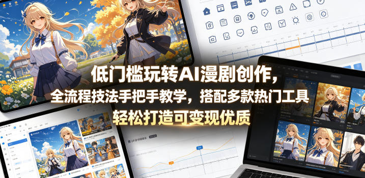 低门槛玩转AI漫剧创作，全流程技法手把手教学，搭配多款热门工具，轻松打造可变现优质作品-雨航网
