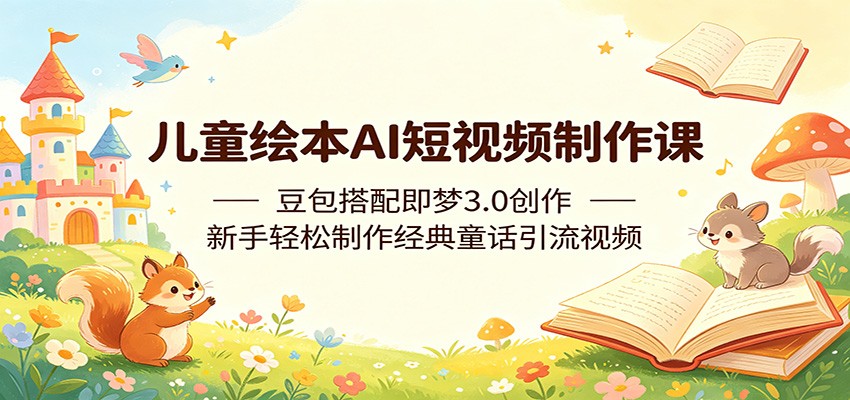 儿童绘本AI短视频制作课：豆包搭配即梦3.0创作，新手轻松制作经典童话引流视频-雨航网