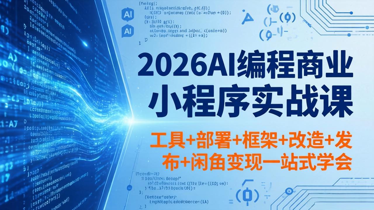2026AI编程商业小程序实战课，工具+部署+框架+改造+发布+闲鱼变现一站式学会-雨航网