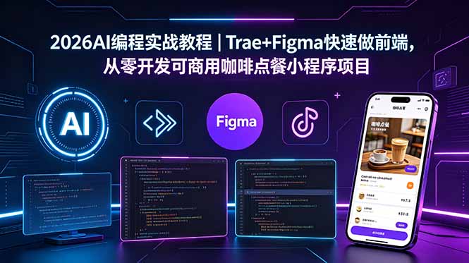 2026AI编程实战教程｜Trae+Figma快速做前端，从零开发可商用咖啡点餐小程序项目-雨航网