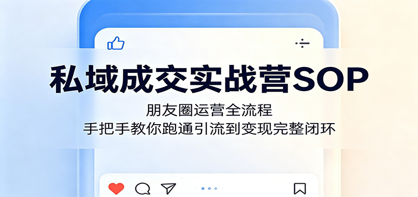 私域成交实战营SOP:朋友圈运营全流程,手把手教你跑通引流到变现完整闭环-雨航网