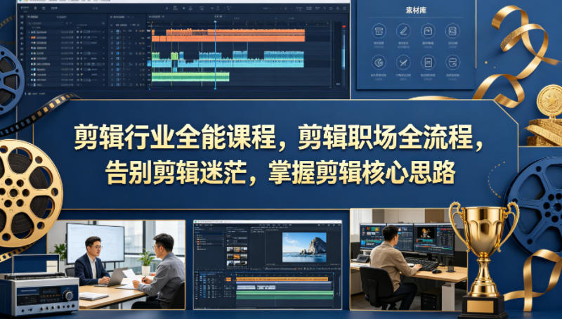 剪辑行业全能课程，剪辑职场全流程，告别剪辑迷茫，掌握剪辑核心思路-雨航网