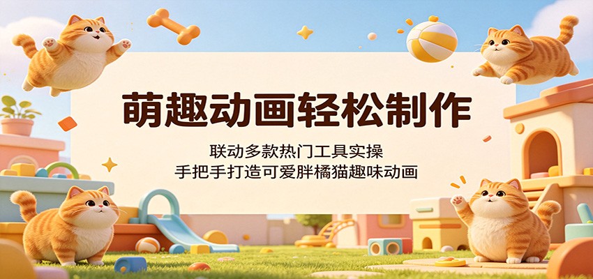 萌趣动画轻松制作，联动多款热门工具实操，手把手打造可爱胖橘猫趣味动画-雨航网