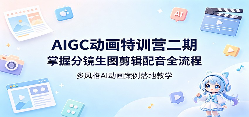 AIGC动画特训营二期：掌握分镜生图剪辑配音全流程，多风格AI动画案例落地教学-雨航网