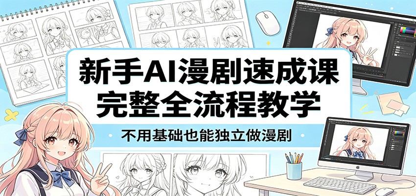 新手AI漫剧速成课：完整全流程教学，不用基础也能独立做漫剧-雨航网