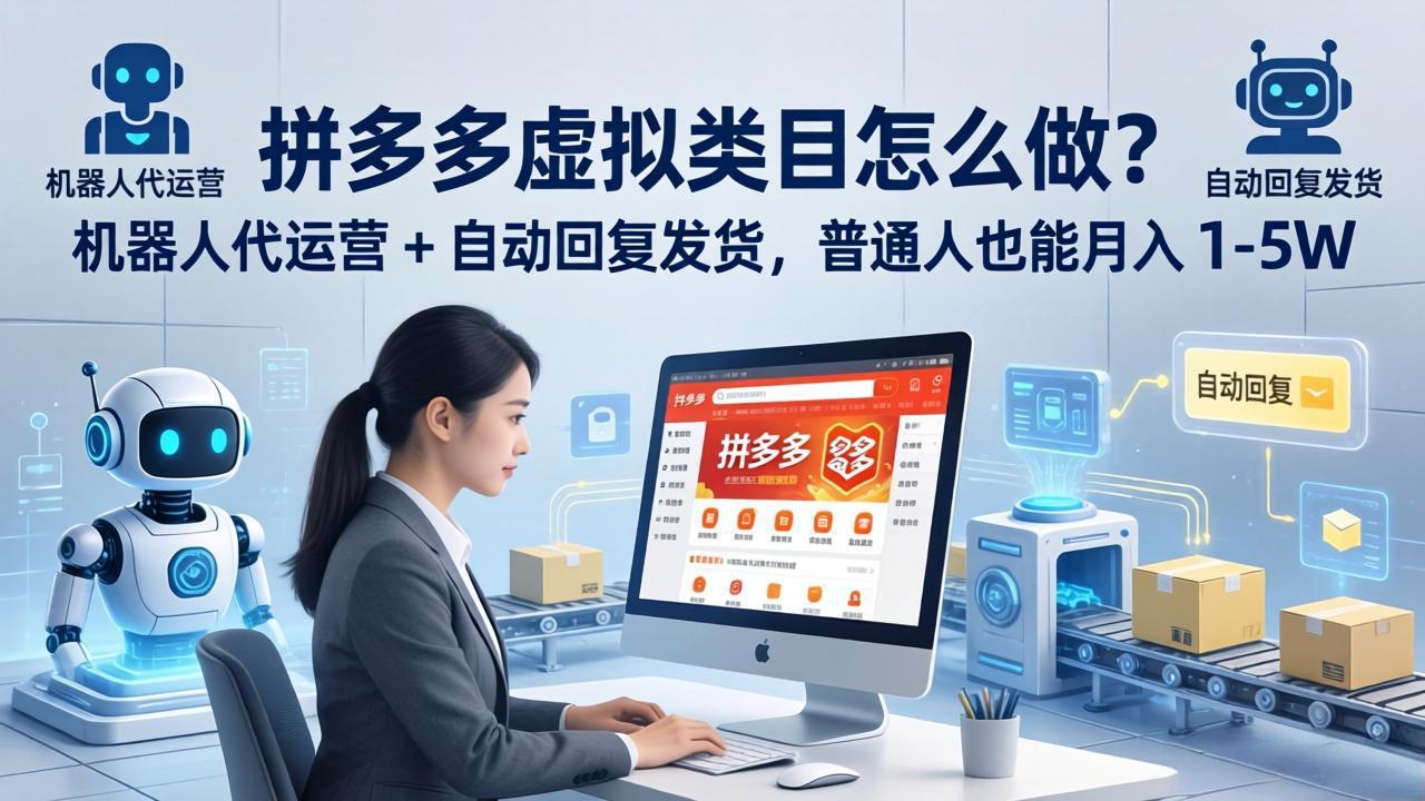 拼多多虚拟类目怎么做？机器人代运营 + 自动回复发货，普通人也能月入 1-5W-雨航网