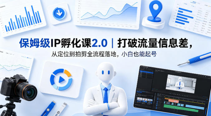 保姆级IP孵化课2.0｜打破流量信息差，从定位到拍剪全流程落地，小白也能起号-雨航网