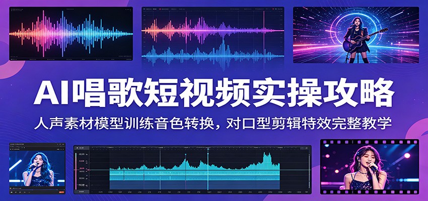 AI唱歌短视频实操攻略：人声素材模型训练音色转换，对口型剪辑特效完整教学-雨航网