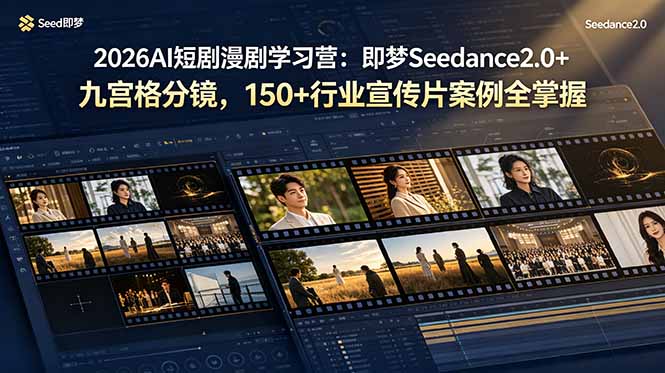 2026AI短剧漫剧学习营：即梦Seedance2.0+九宫格分镜，150+行业宣传片案例全掌握-雨航网