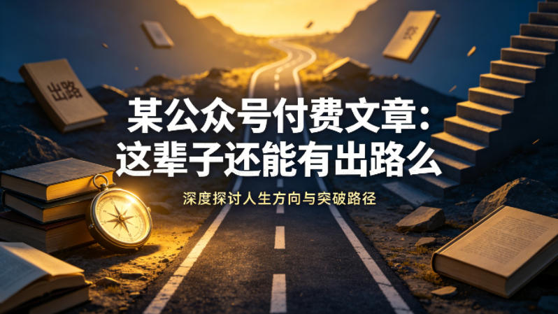 某公众号付费文章：这辈子还能有出路么-雨航网