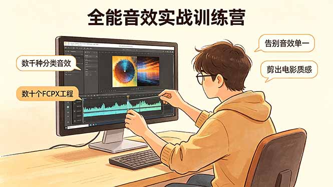 全能音效实战训练营：数千种分类音效+数十个FCPX工程，告别音效单一，剪出电影质感-雨航网