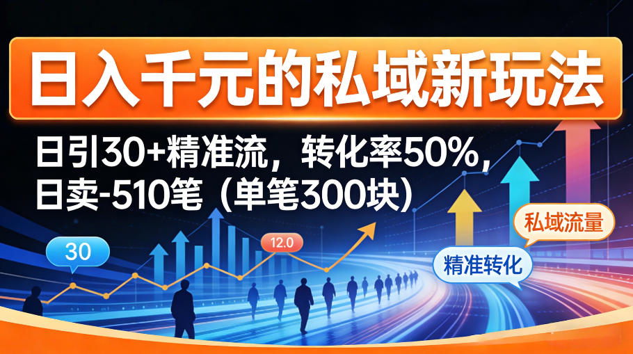 日入千米的私域新玩法：日引30＋精准流，转化率50%，日卖5-10笔(单笔300米)-雨航网