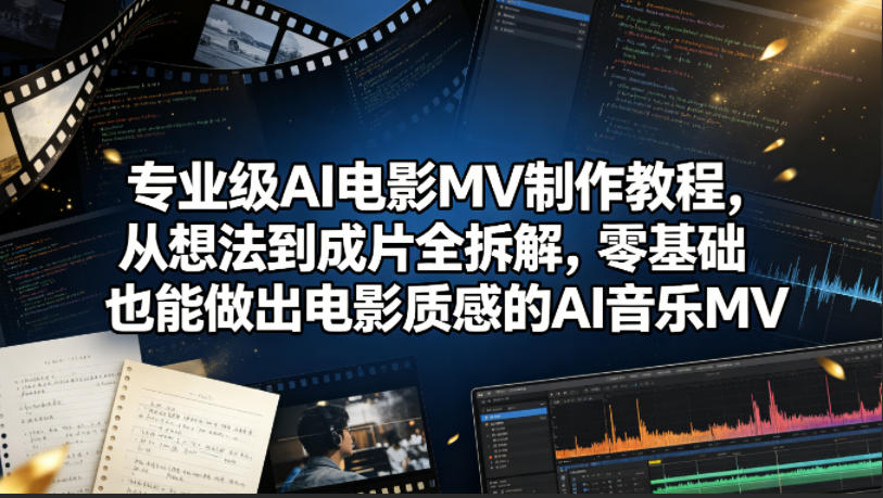 专业级AI电影MV制作教程，从想法到成片全拆解，零基础也能做出电影质感的AI音乐MV-雨航网