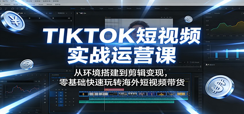 TIKTOK短视频实战运营课：从环境搭建到剪辑变现，零基础快速玩转海外短视频带货-雨航网