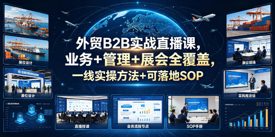 外贸B2B实战直播课，业务+管理+展会全覆盖，一线实操方法+可落地SOP-雨航网