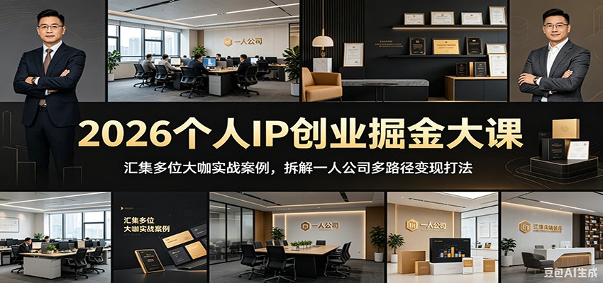 2026个人IP创业掘金大课：汇集多位大咖实战案例，拆解一人公司多路径变现打法-雨航网