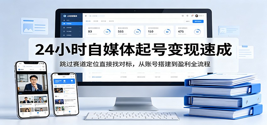 24小时自媒体起号变现速成，跳过赛道定位直接找对标，从账号搭建到盈利全流程-雨航网