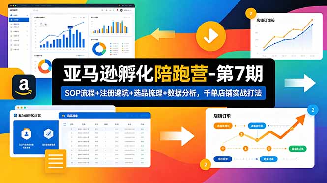 亚马逊孵化陪跑营-第7期：SOP流程+注册避坑+选品梳理+数据分析，千单店铺实战打法(更新0625-雨航网