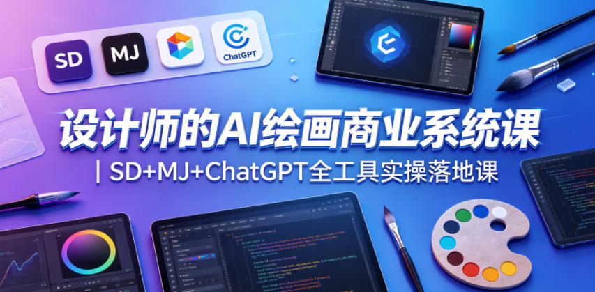 设计师的AI绘画商业系统课|SD+MJ+ChatGPT全工具实操落地课-雨航网