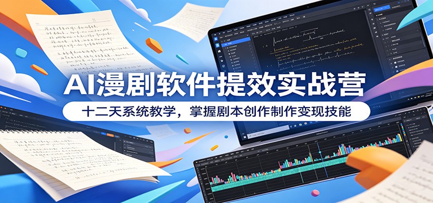 AI漫剧软件提效实战营：十二天系统教学，掌握剧本创作制作变现技能-雨航网