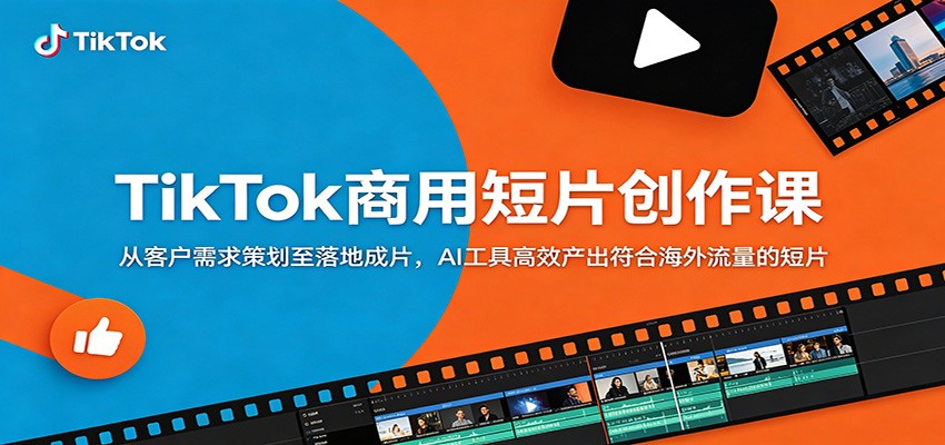 TikTok商用短片创作课：从客户需求策划至落地成片，AI工具高效产出符合海外流量的短片-雨航网
