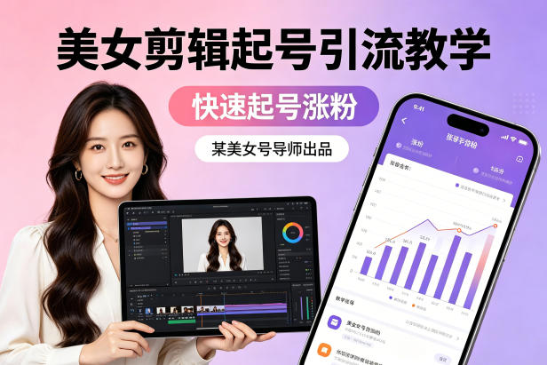 某美女号导师出品：美女剪辑起号引流教学，快速起号涨粉-雨航网