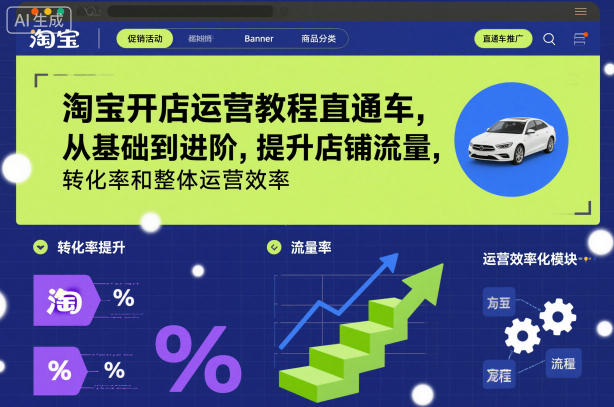 淘宝开店运营教程直通车，从基础到进阶，提升店铺流量，转化率和整体运营效率(更新26年4月20日)-雨航网