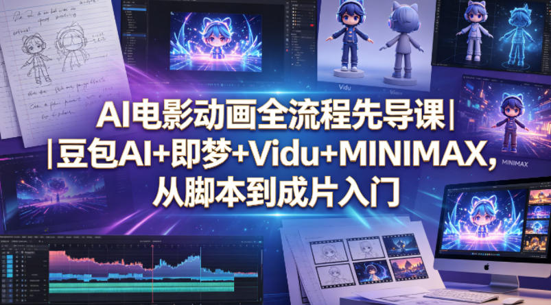 AI电影动画全流程先导课｜豆包AI+即梦+Vidu+MINIMAX，从脚本到成片入门-雨航网