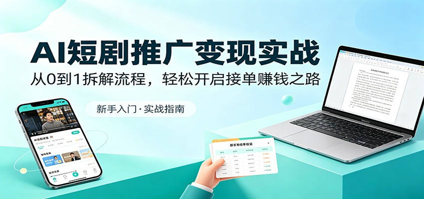 AI短剧推广变现实战：从0到1拆解流程，轻松开启接单赚钱之路-雨航网