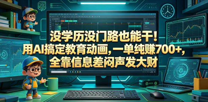没学历没门路也能干！用AI搞定教育动画，一单纯賺700+，全靠信息差闷声发大财【揭秘】-雨航网
