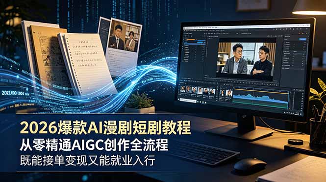 2026 爆款 AI 漫剧短剧教程 从零精通 AIGC 创作全流程 既能接单变现又能就业入行-雨航网
