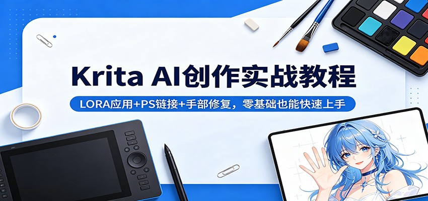 Krita AI创作实战教程：LORA应用+PS链接+手部修复，零基础也能快速上手-雨航网
