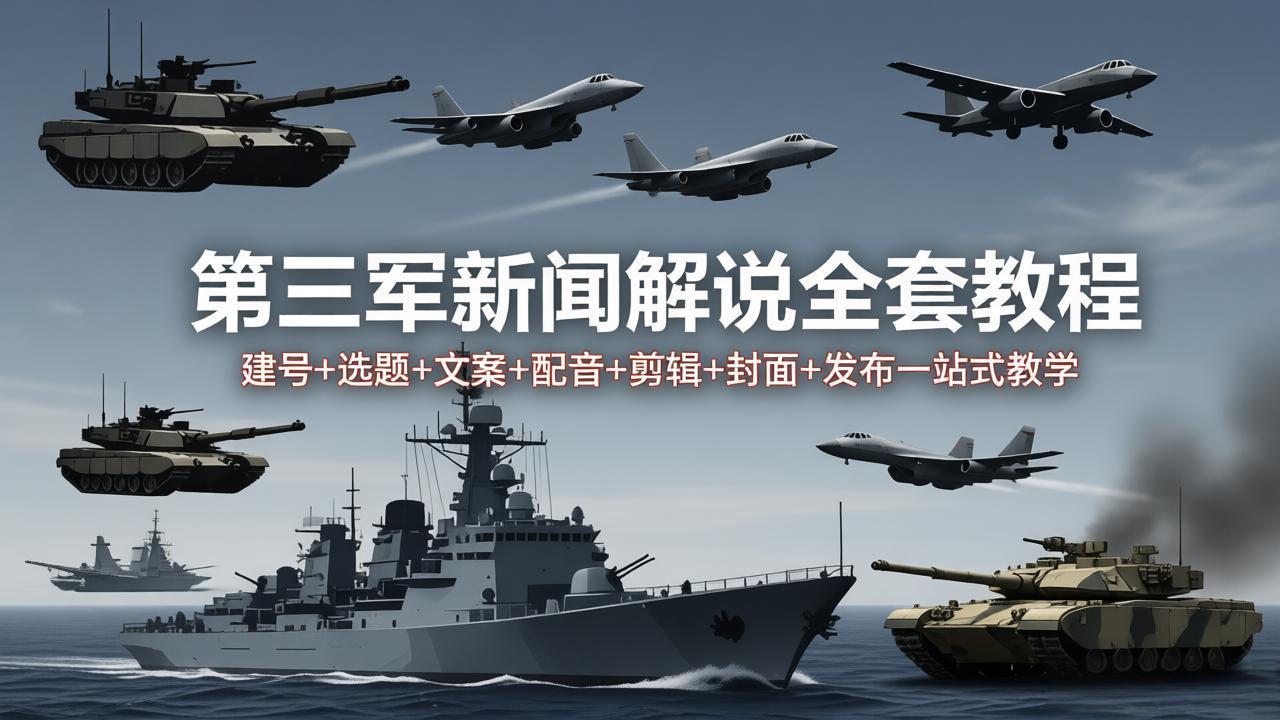 第三军迷新闻解说全套教程：建号+选题+文案+配音+剪辑+封面+发布一站式教学-雨航网