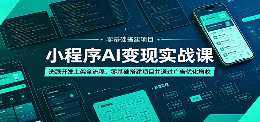 小程序AI变现实战课：选题开发上架全流程，零基础搭建项目并通过广告优化增收-雨航网