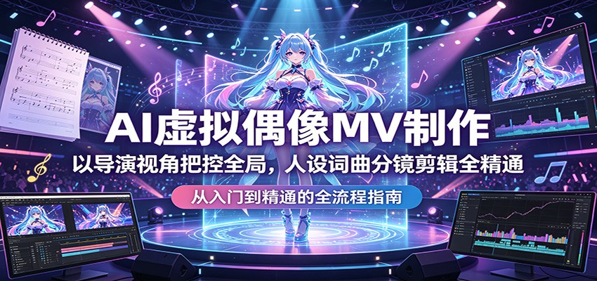 AI虚拟偶像MV制作：以导演视角把控全局，人设词曲分镜剪辑全精通-雨航网