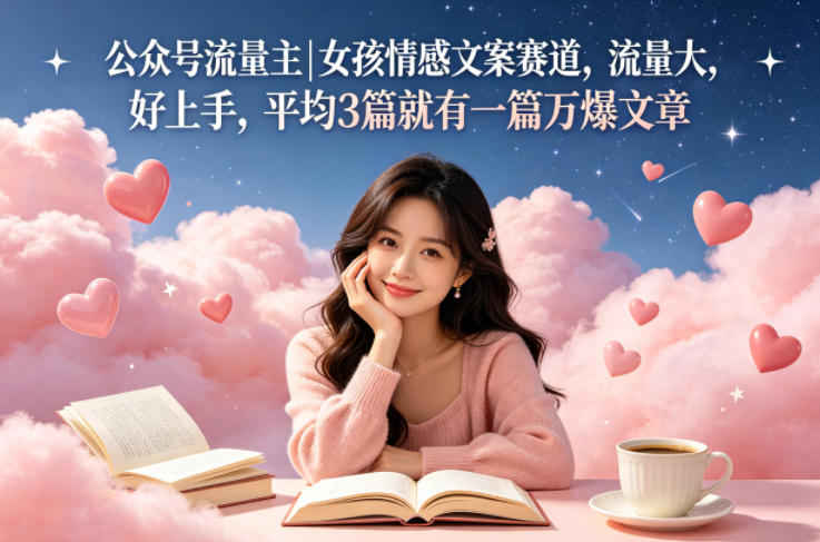 公众号流量主女孩情感文案赛道，流量大，好上手，平均3篇就有一篇万爆文章-雨航网