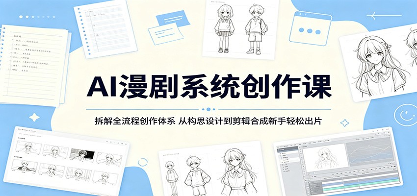 AI漫剧系统创作课：拆解全流程创作体系，从构思设计到剪辑合成新手轻松出片-雨航网