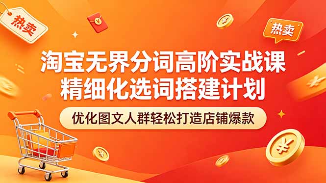 淘宝无界分词高阶实战课 精细化选词搭建计划 优化图文人群轻松打造店铺爆款-雨航网